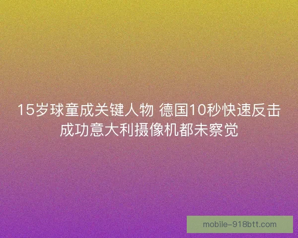 15岁球童成关键人物 德国10秒快速反击成功意大利摄像机都未察觉 15岁球童成关键人物 德国10秒快速反击成功意大利摄像机都未察觉