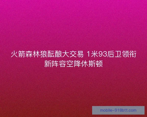 火箭森林狼酝酿大交易 1米93后卫领衔新阵容空降休斯顿 火箭森林狼酝酿大交易 1米93后卫领衔新阵容空降休斯顿