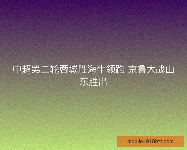 中超第二轮蓉城胜海牛领跑 京鲁大战山东胜出